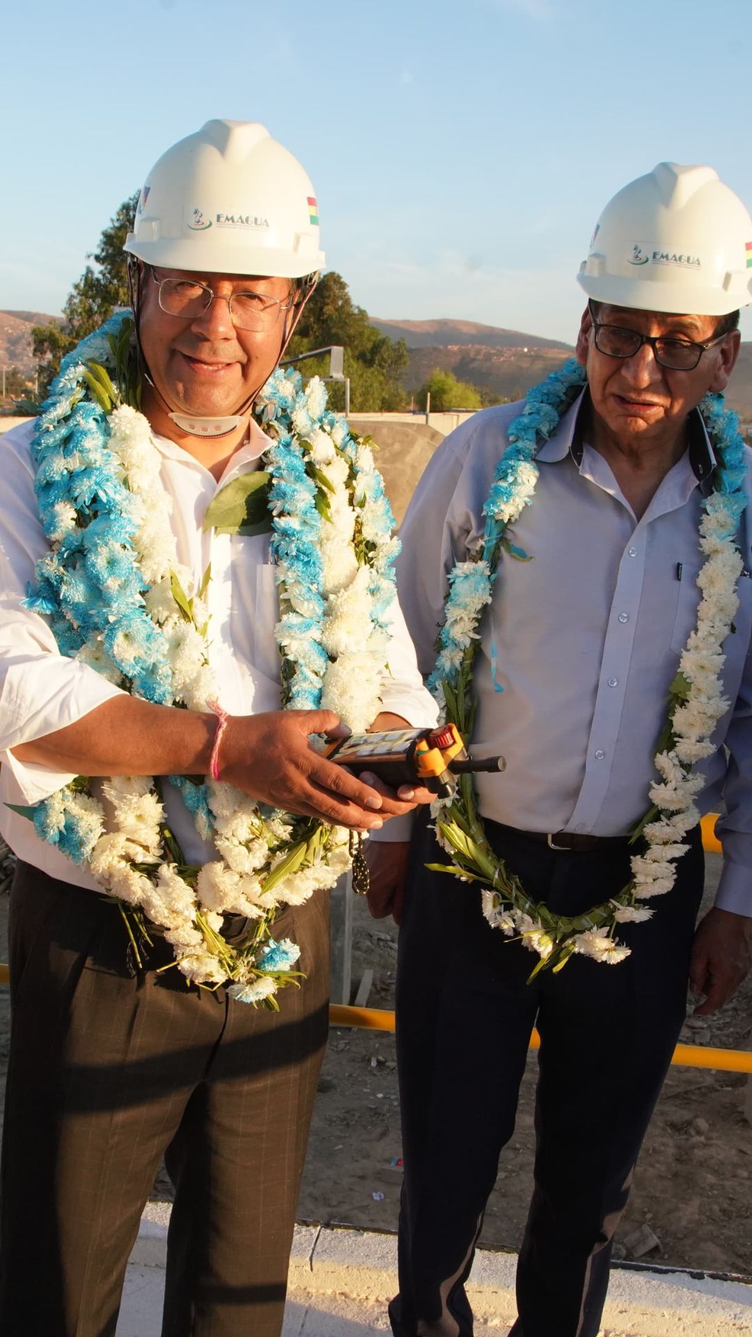 El presidente Arce entrega de la Planta de Tratamiento de Aguas Residuales de Albarrancho