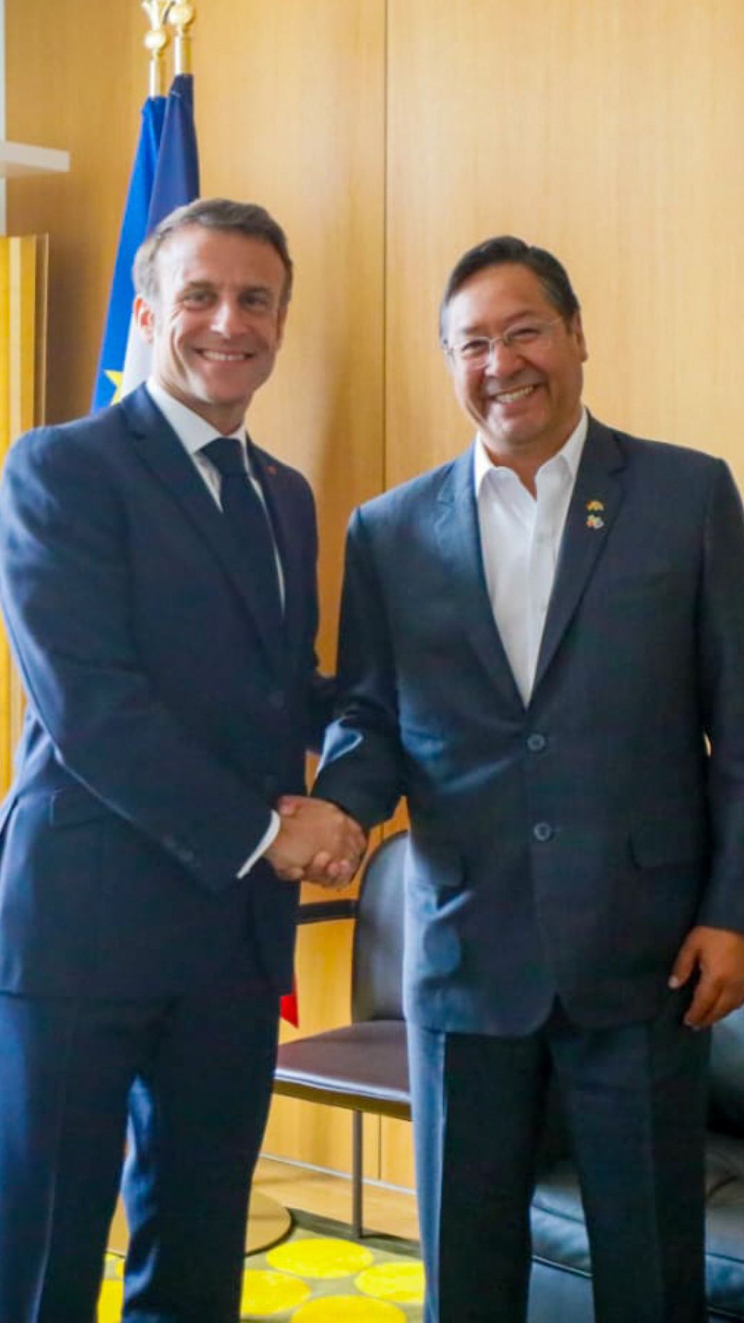 El presidente Luis Arce se reunió con el presidente de Francia y del Consejo Europeo para tratar temas bilaterales